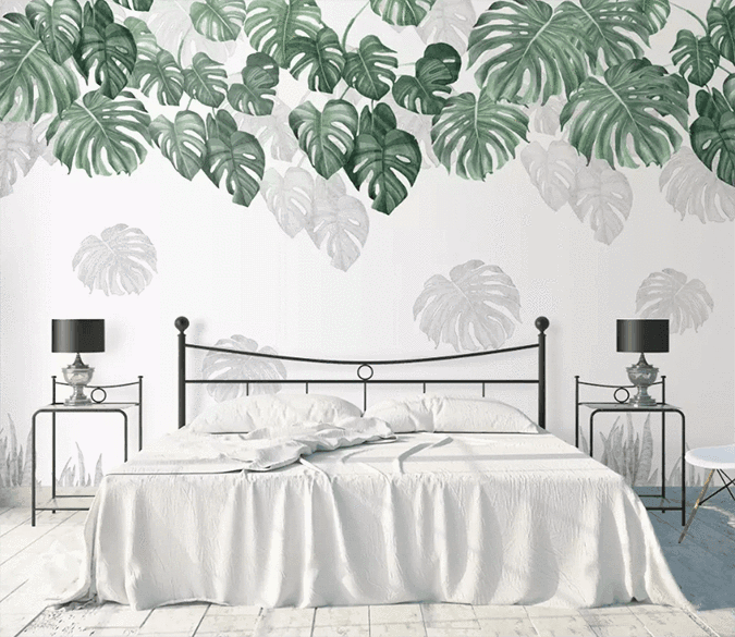 3D Retro Tropical Leaves Wall Murals 230- Jess Art Decoration