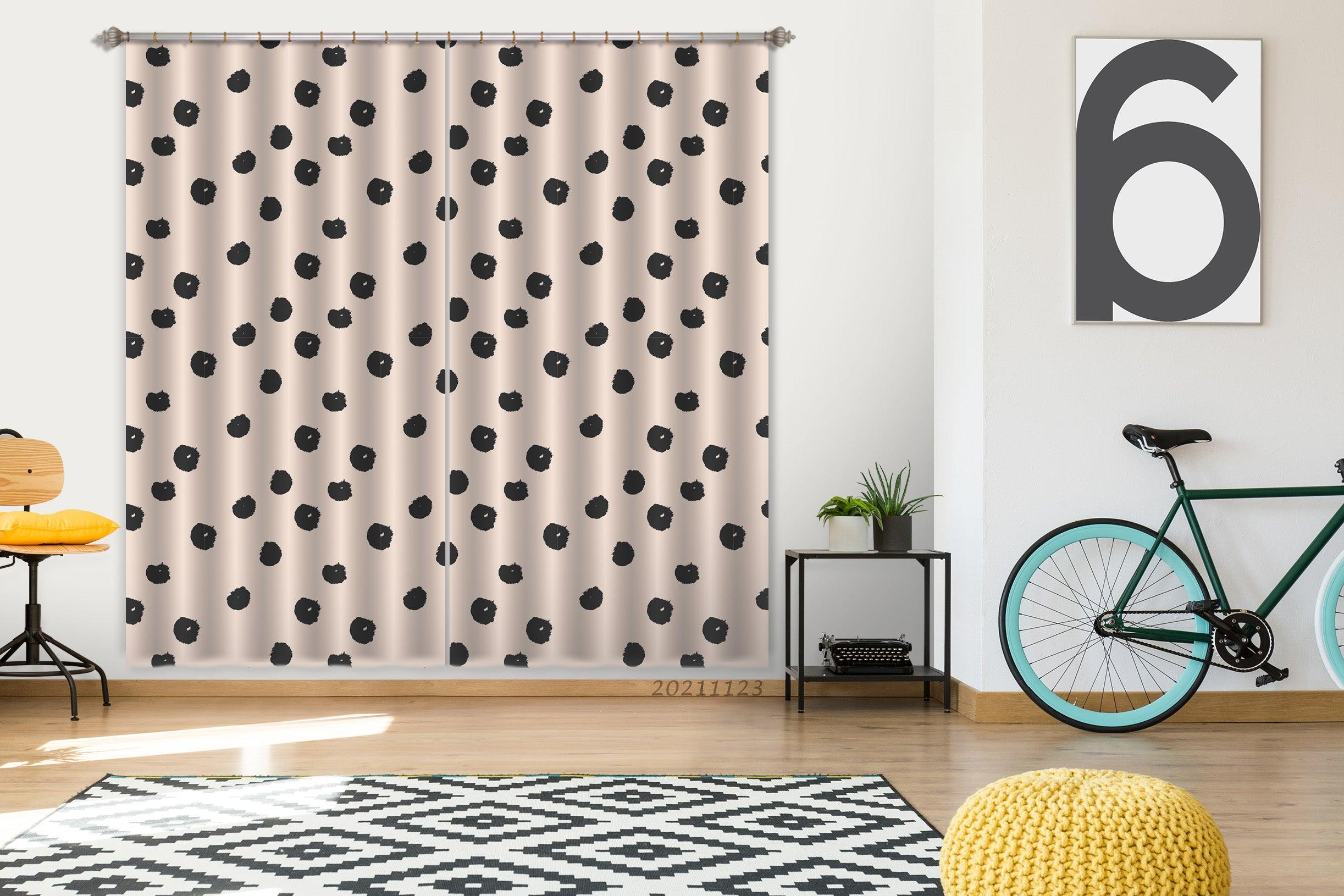 3D Abstract Black Geometric Dot Graphic Curtains and Drapes LQH 22- Jess Art Decoration