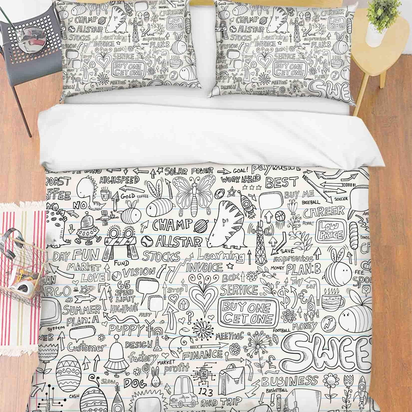 3D Abstract Art Graffiti Quilt Cover Set Bedding Set Duvet Cover Pillowcases 75- Jess Art Decoration