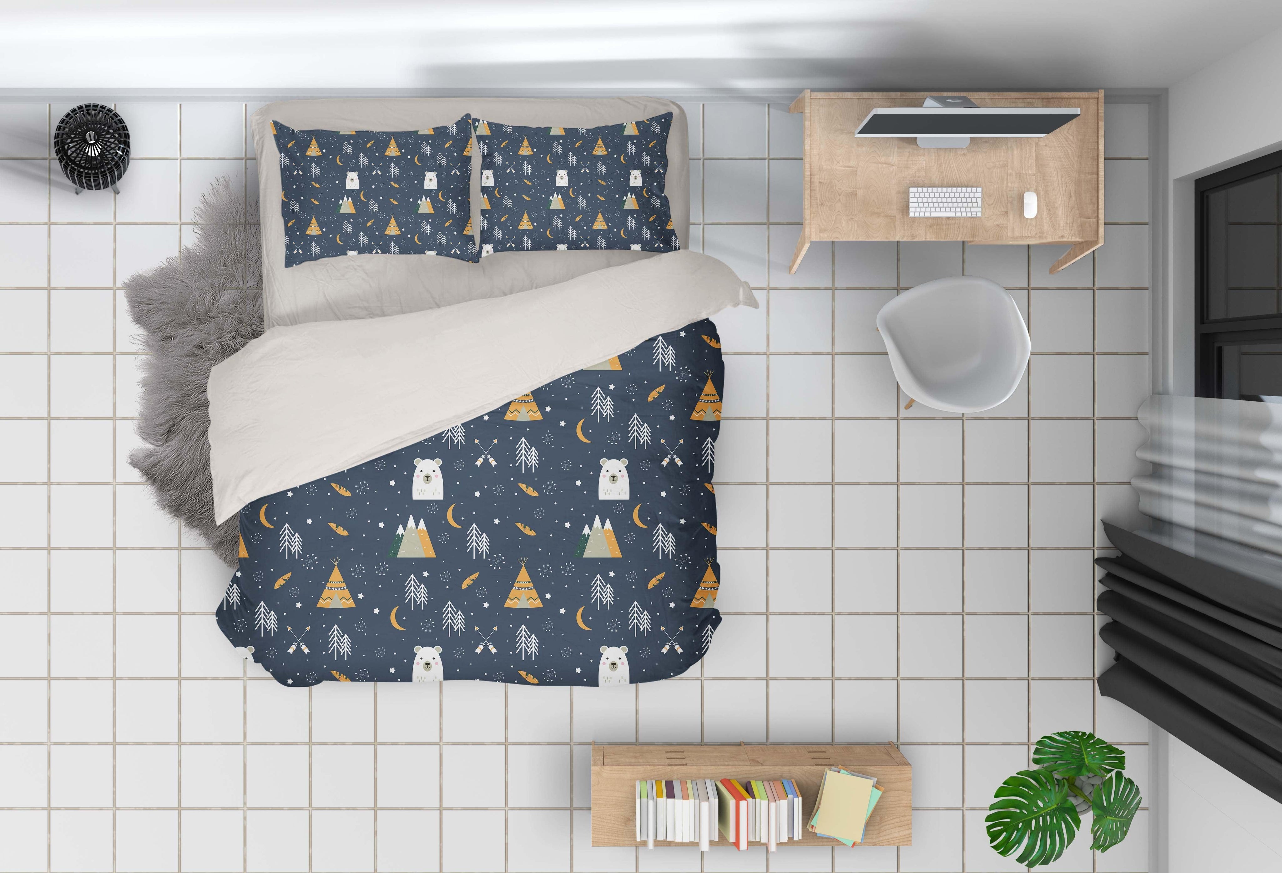 3D Cartoon Pine Bear Quilt Cover Set Bedding Set Pillowcases 83- Jess Art Decoration
