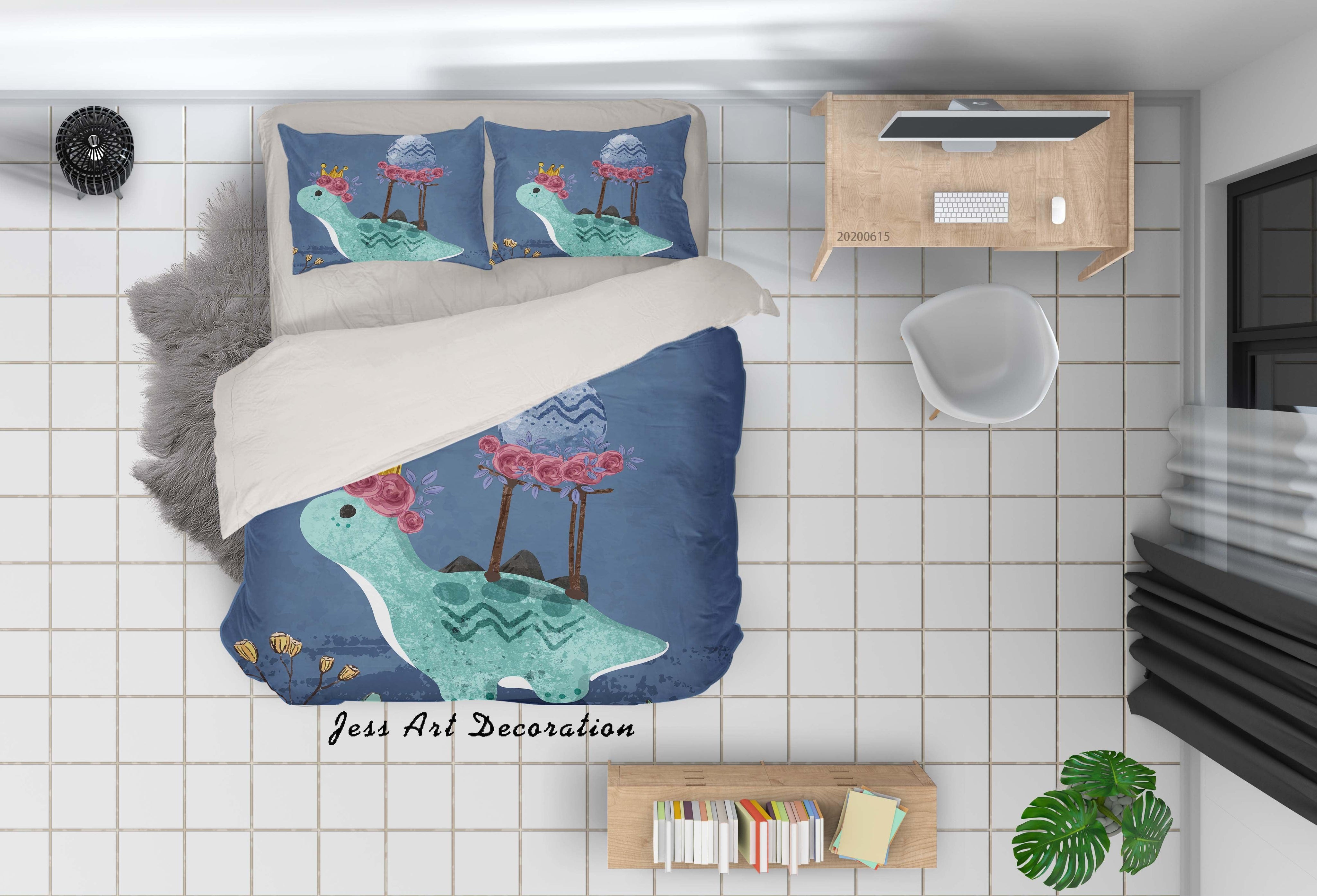 3D  Blue Dinosaur Egg Quilt Cover Set Bedding Set Duvet Cover Pillowcases SF22- Jess Art Decoration