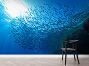 3D Blue Seabed Fish School Sunshine Wall Mural Wallpaper GD 2288- Jess Art Decoration