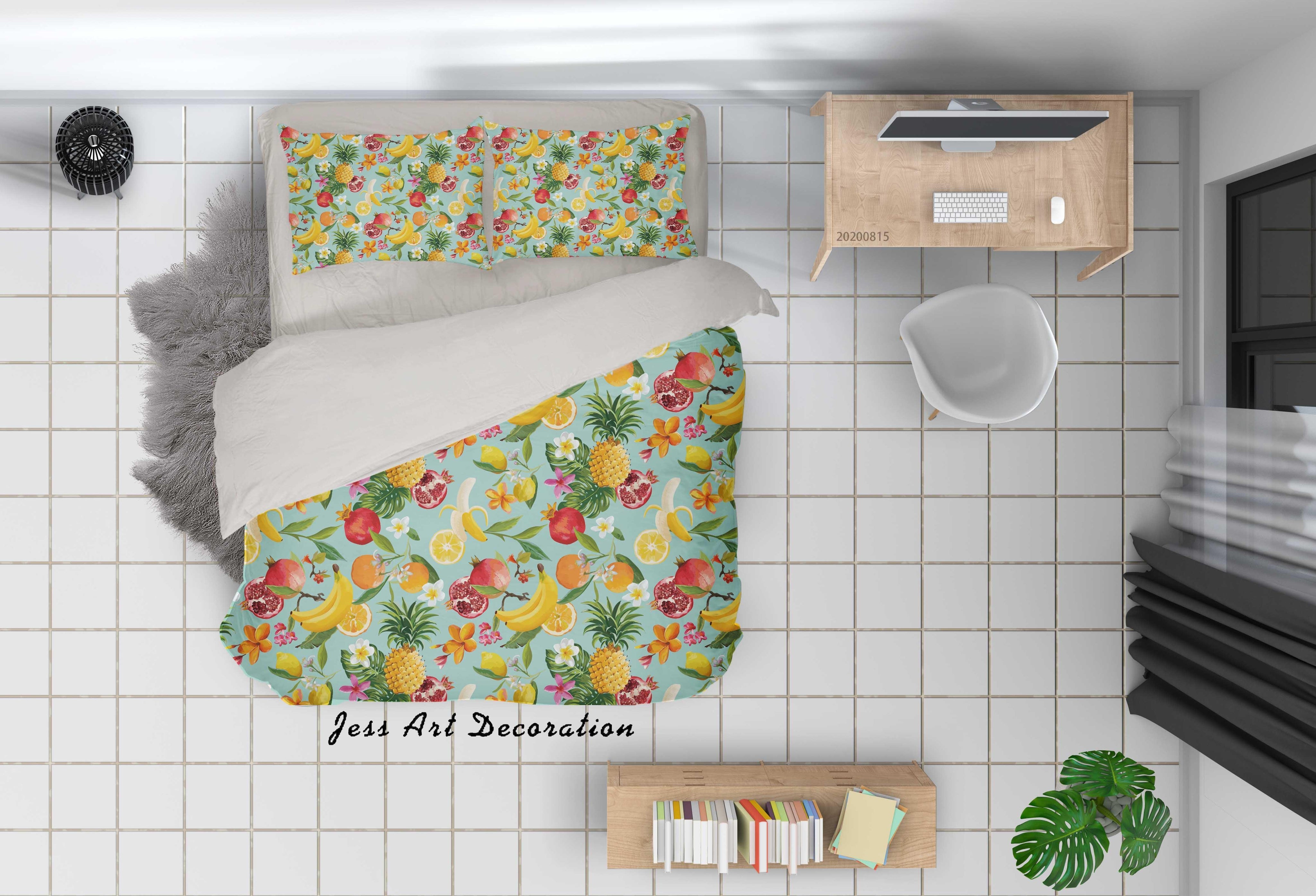 3D PIneapple Lemon Fruity Colorful Quilt Cover Set Bedding Set Duvet Cover Pillowcases LXL- Jess Art Decoration
