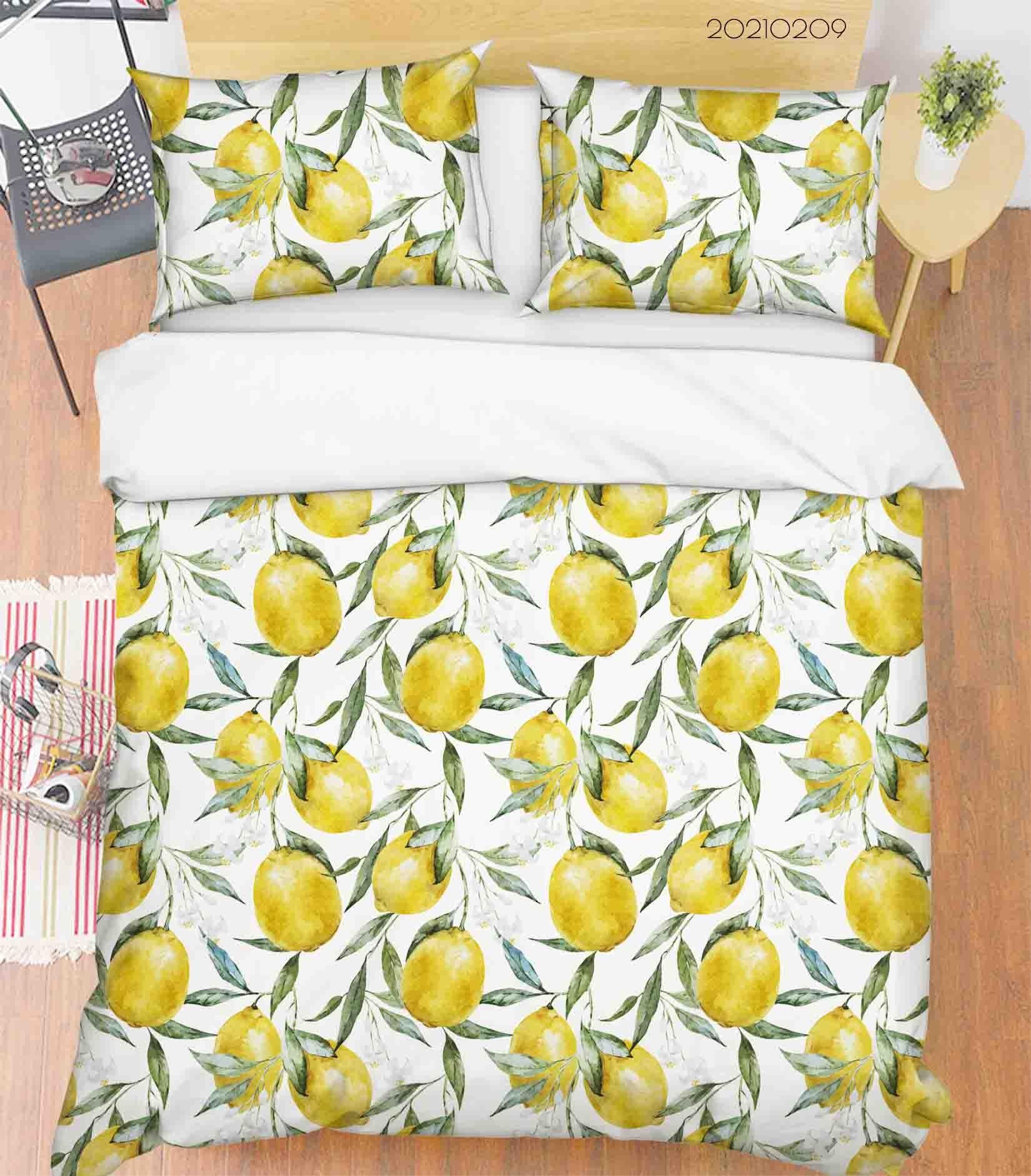 3D Hand Drawn Fruit Lemon Quilt Cover Set Bedding Set Duvet Cover Pillowcases 228- Jess Art Decoration