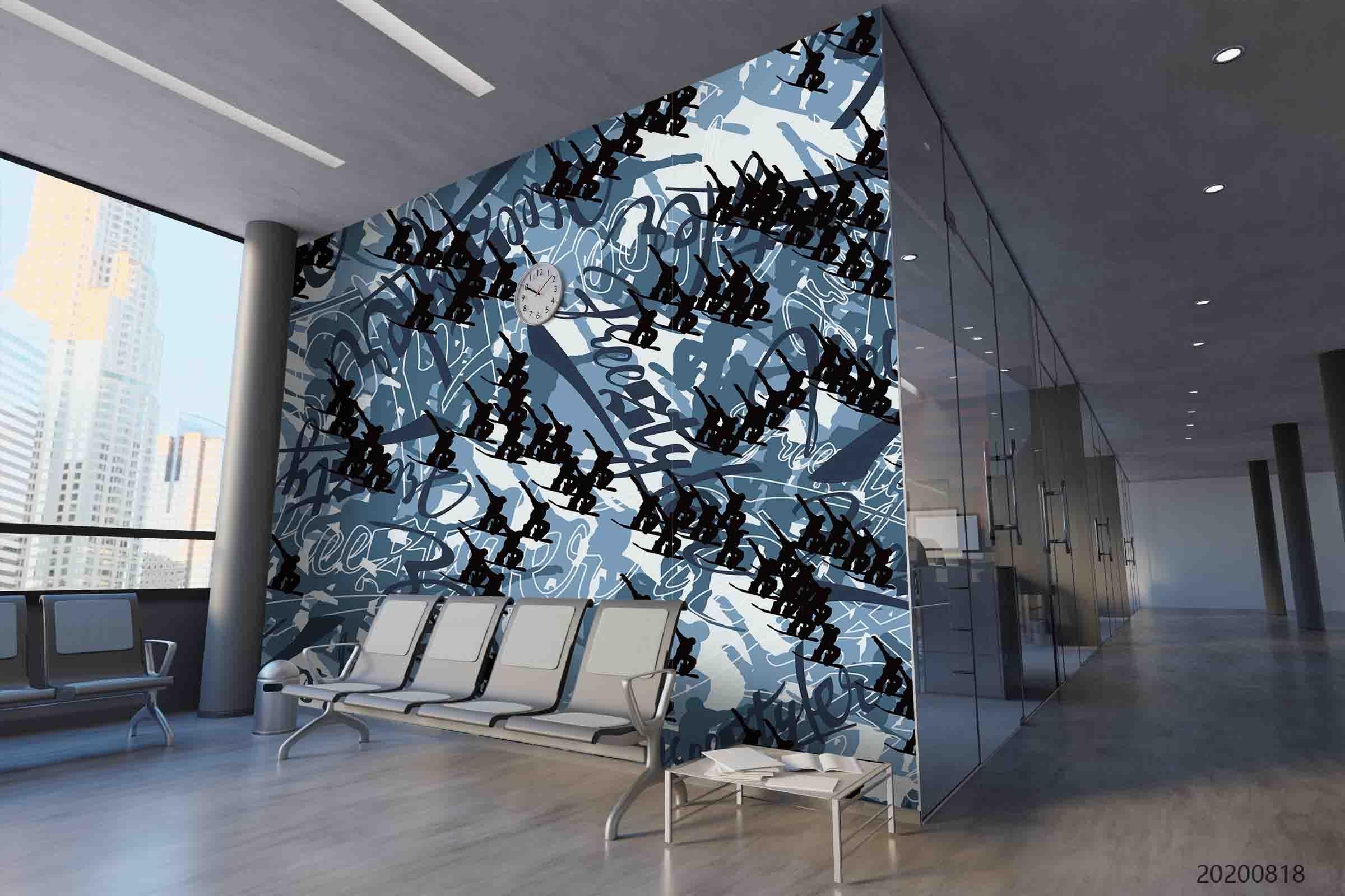 3D Abstract Vintage Blue Pattern Wall Mural Wallpaper LXL 1150- Jess Art Decoration