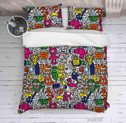 3D Abstract Color Monster Graffiti Quilt Cover Set Bedding Set Duvet Cover Pillowcases 28- Jess Art Decoration