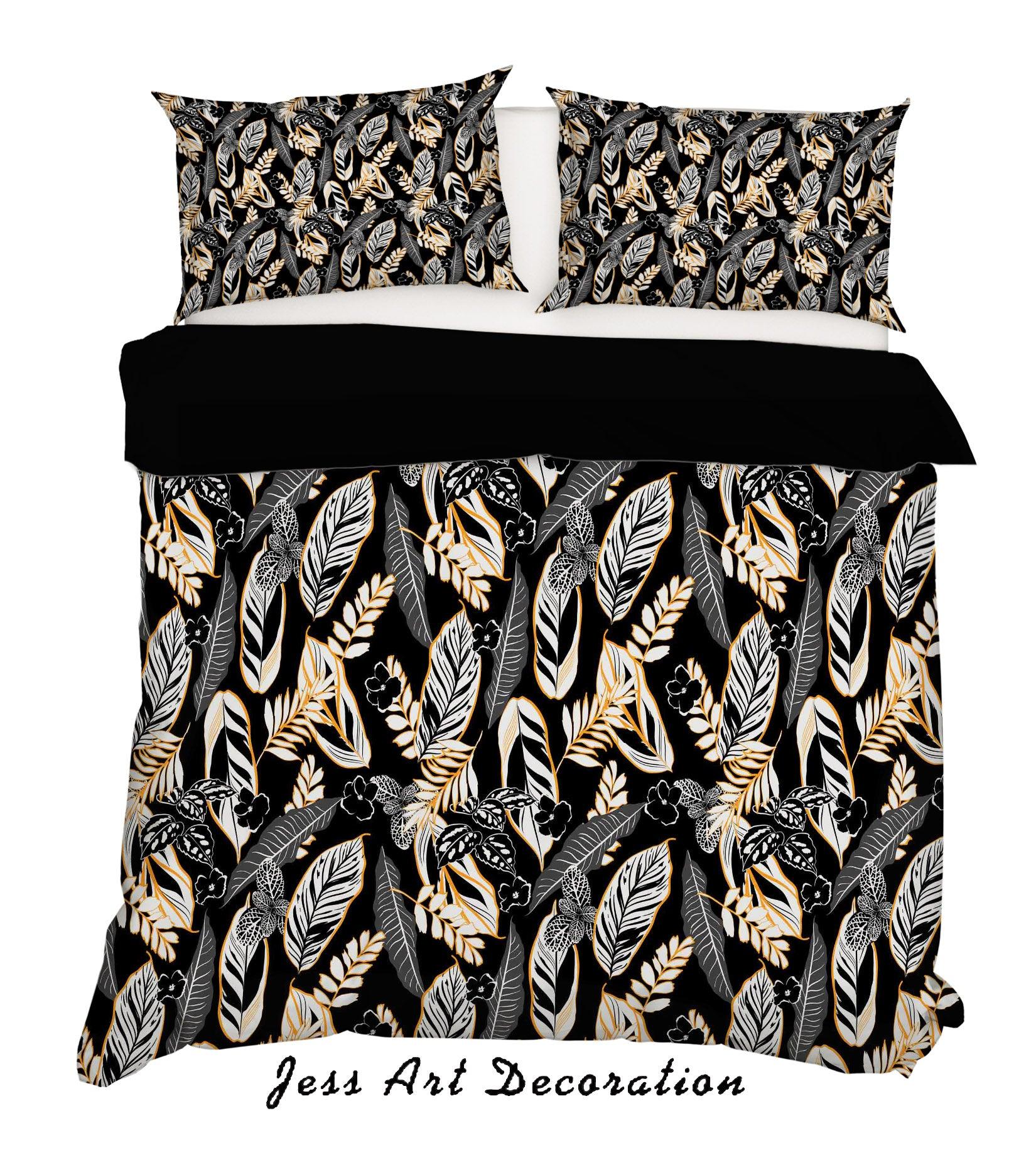 3D Abstract Hand Drawn Leaves Feather Pattern Quilt Cover Set Bedding Set Duvet Cover Pillowcases WJ 6872- Jess Art Decoration
