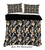 3D Abstract Hand Drawn Leaves Feather Pattern Quilt Cover Set Bedding Set Duvet Cover Pillowcases WJ 6872- Jess Art Decoration