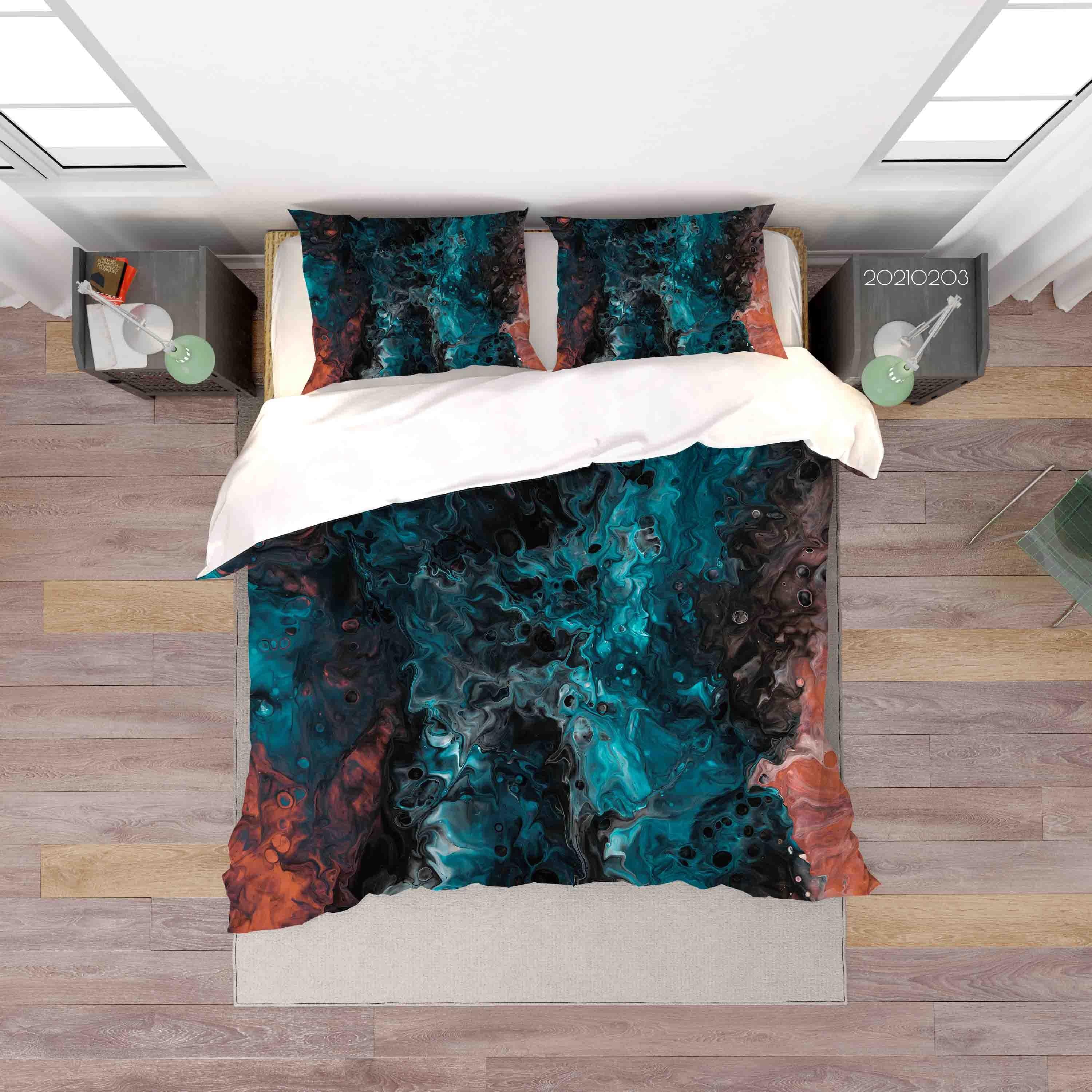 3D Abstract Colorful Marble Texture Quilt Cover Set Bedding Set Duvet Cover Pillowcases 91- Jess Art Decoration