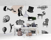3D Vintage Hand Sketching Crown Animal Wall Mural Wallpaper LXL 564- Jess Art Decoration