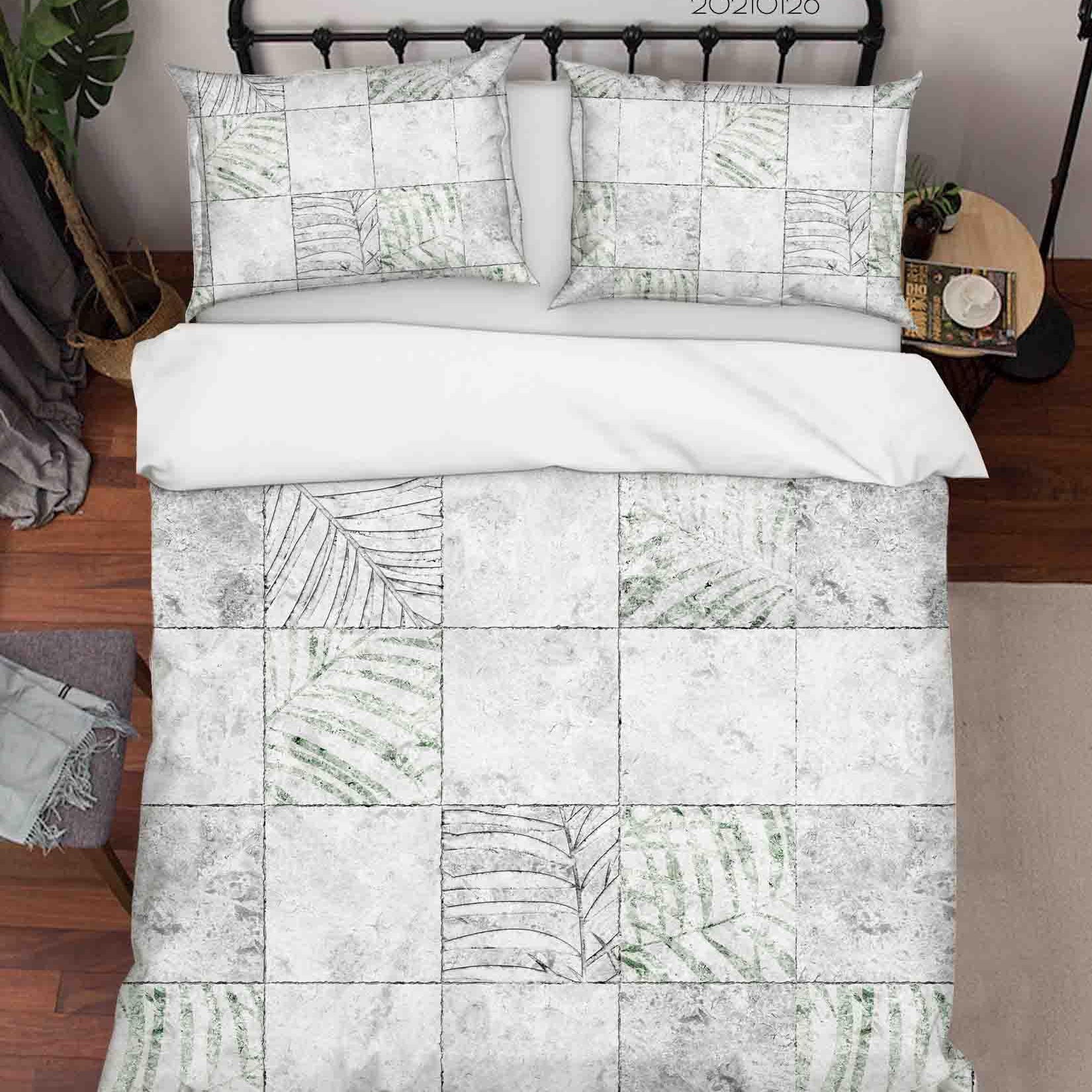 3D Abstract Marble Leaf Quilt Cover Set Bedding Set Duvet Cover Pillowcases 11- Jess Art Decoration