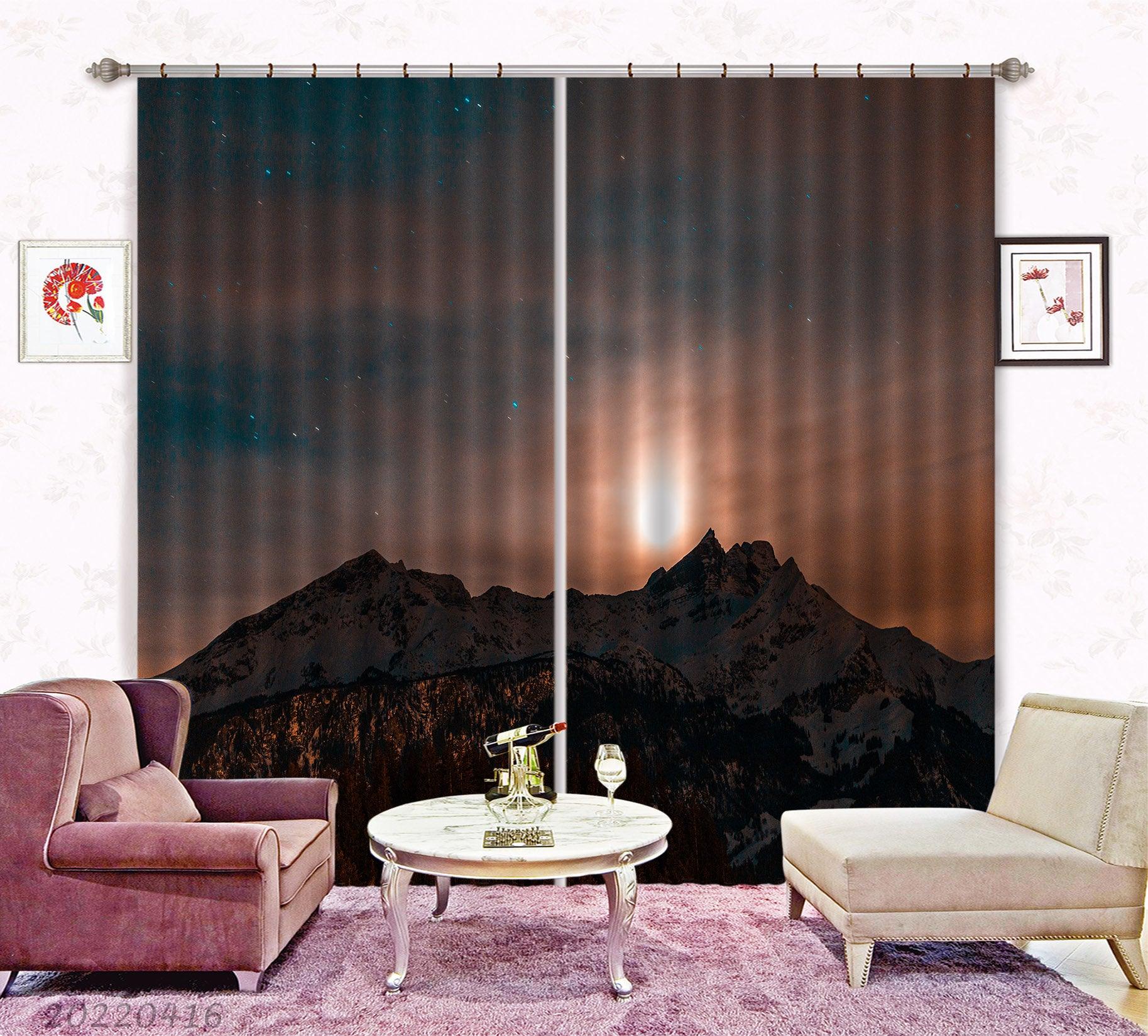 3D Landscape Peak Star Sky Sunset Curtains and Drapes GD 4451- Jess Art Decoration
