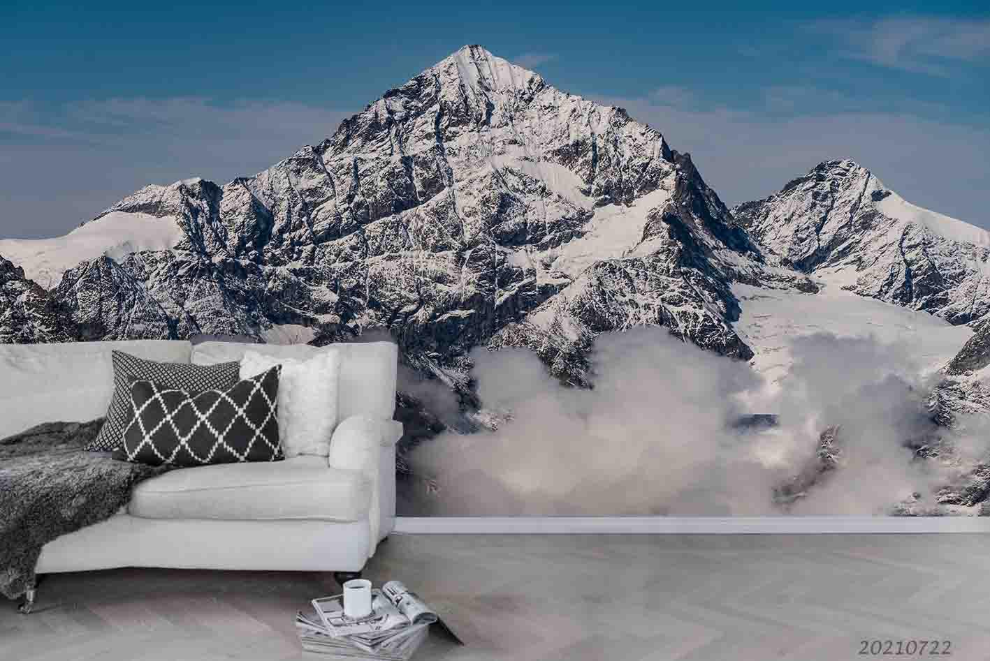 3D Blue Sky Snow Mountain Nature Landscape Wall Mural Wallpaper LQH 641- Jess Art Decoration