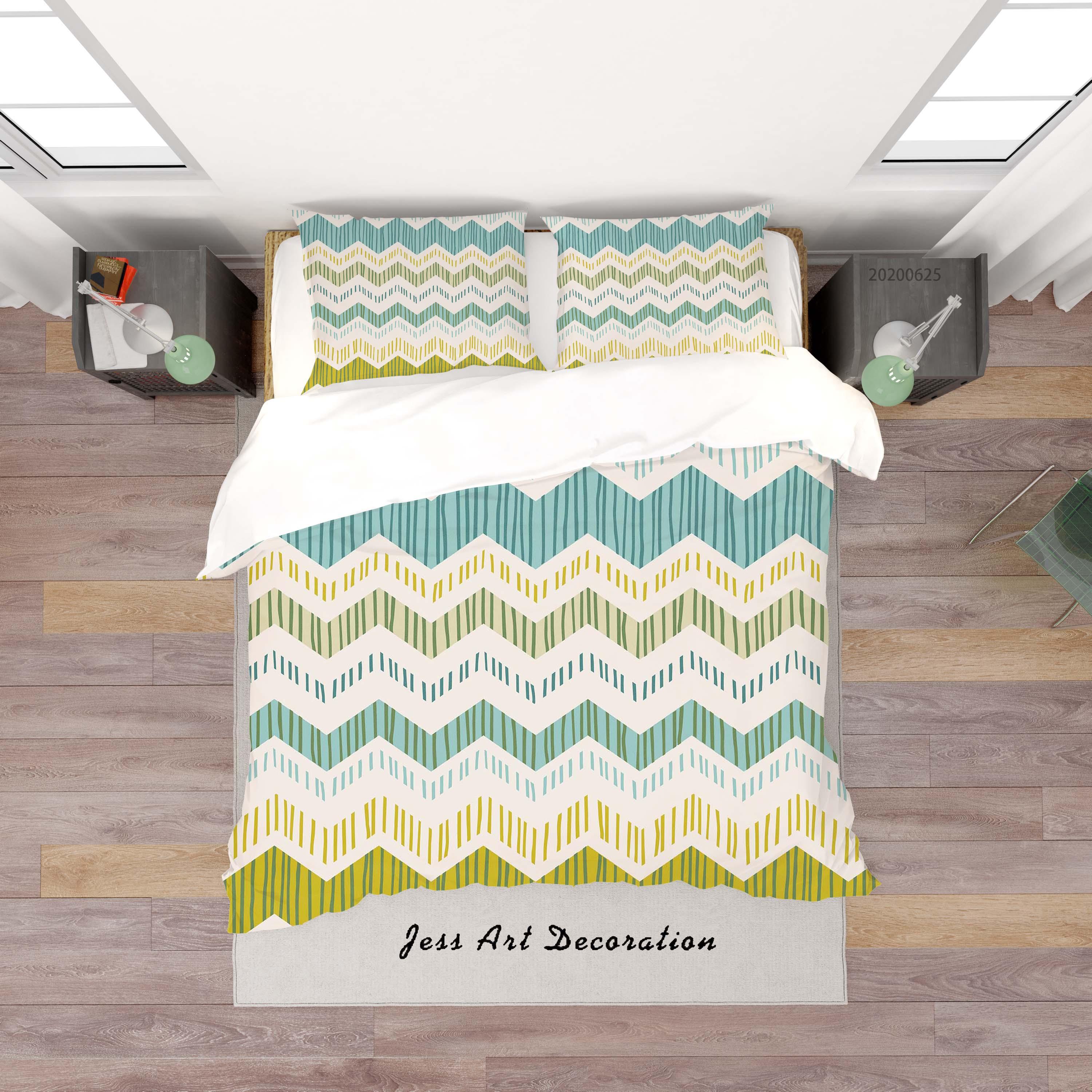 3D Wave Stripes Quilt Cover Set Bedding Set Duvet Cover Pillowcases SF08- Jess Art Decoration
