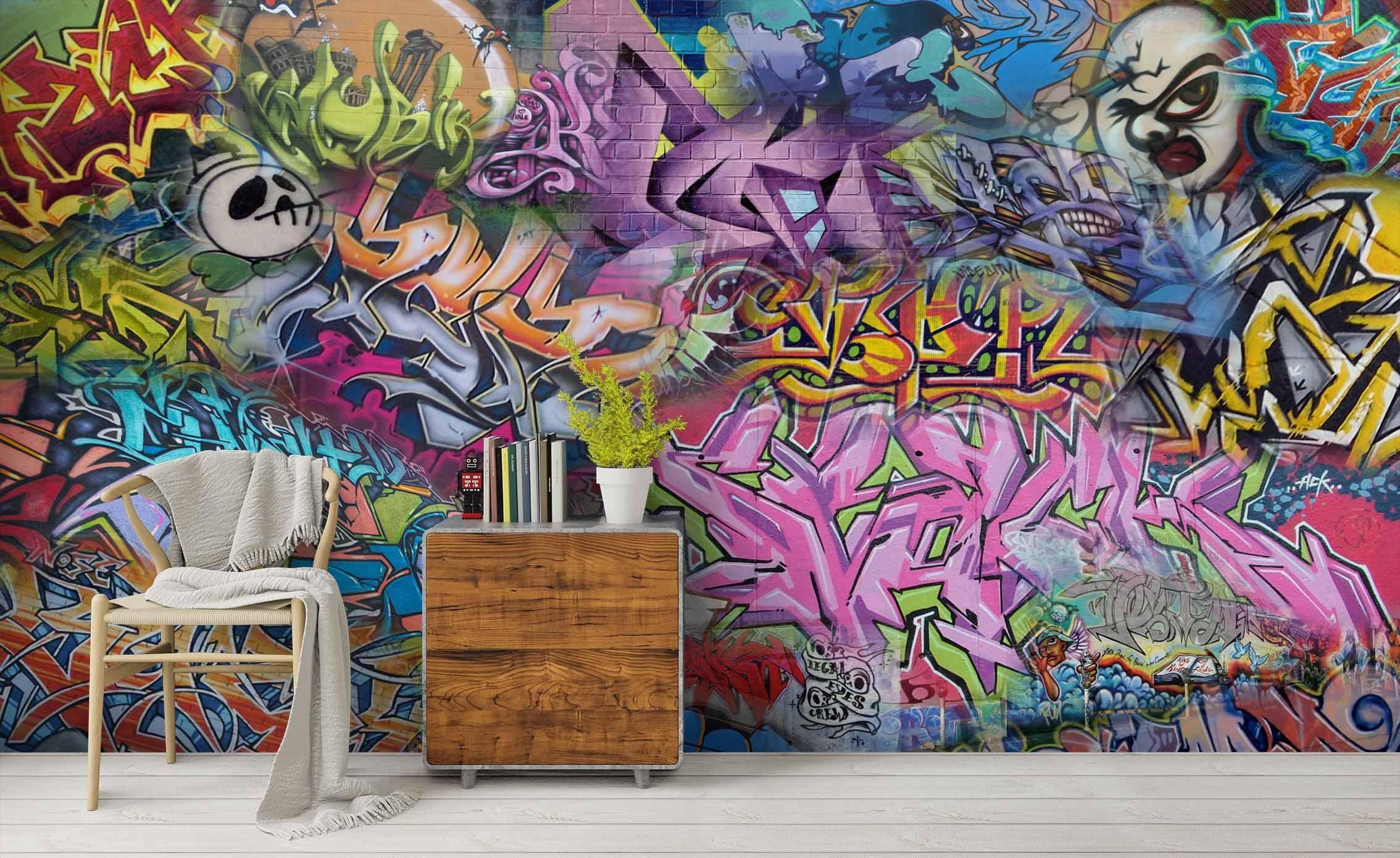 3D Colourful Graffiti Art Monster Wall Mural Wallpaper ZY D37- Jess Art Decoration