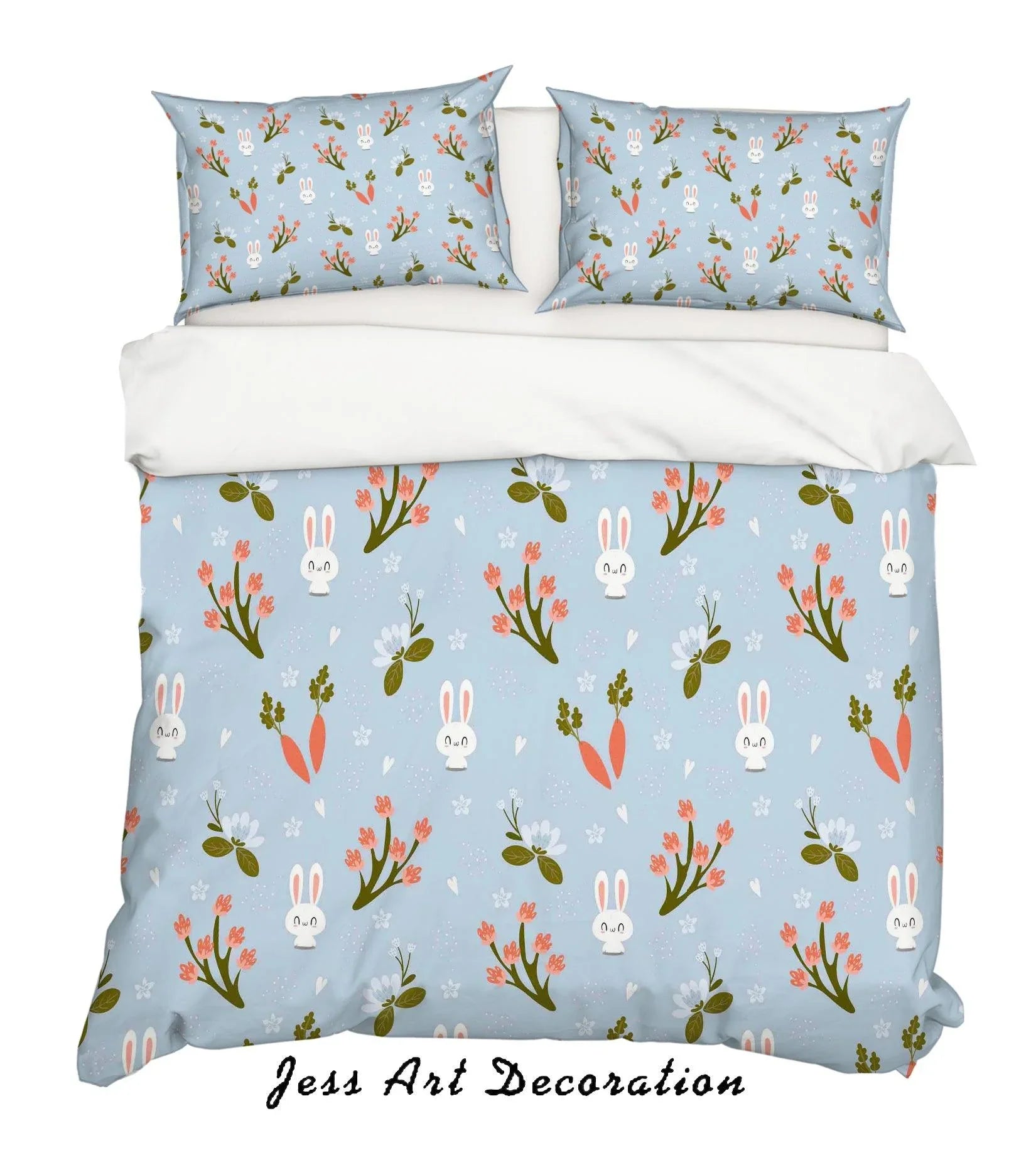 3D Cartoon Rabbit Carrot Quilt Cover Set Bedding Set Pillowcases 84- Jess Art Decoration