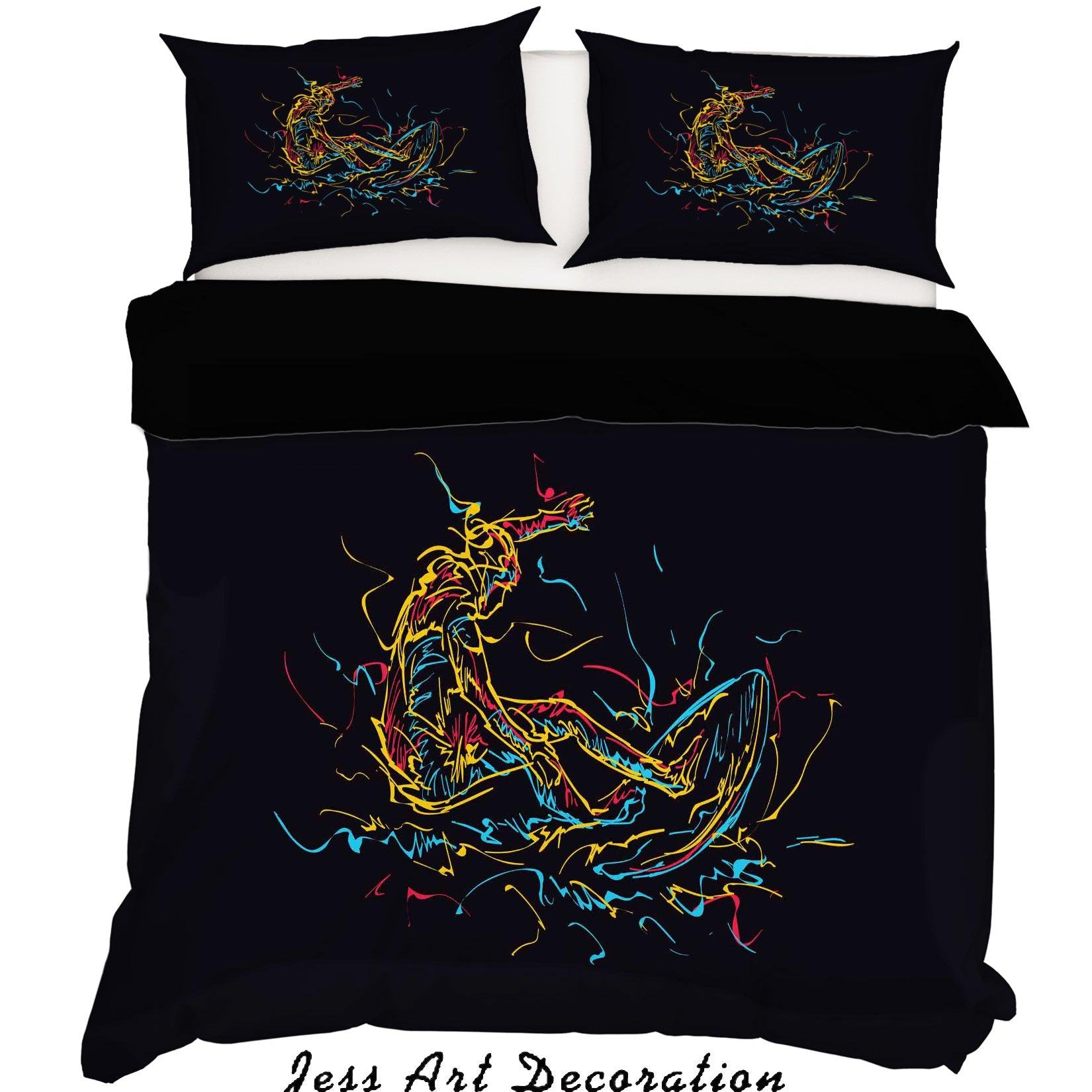 3D Black Surf Quilt Cover Set Bedding Set Pillowcases 28- Jess Art Decoration