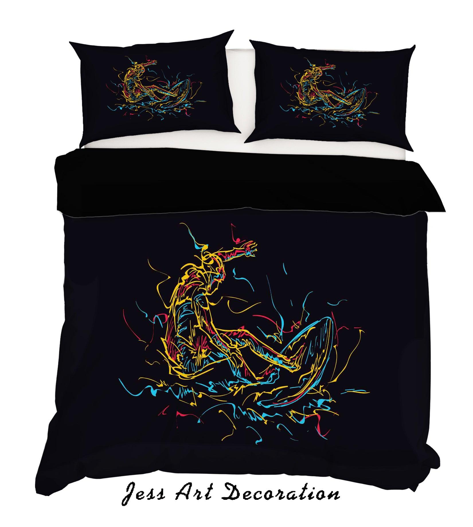 3D Black Surf Quilt Cover Set Bedding Set Pillowcases 28- Jess Art Decoration
