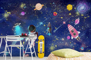 3D Cartoon Space Astronaut Planet Rocket Wall Mural Wallpaper GD 3315- Jess Art Decoration
