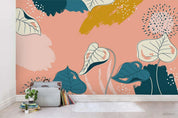 3D Pink Leaves Wall Mural Wallpaper A100 LQH- Jess Art Decoration