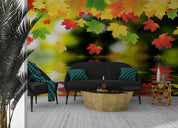 3D Lake Color Maple Leaf Wall Mural Wallpaper LQH 271- Jess Art Decoration