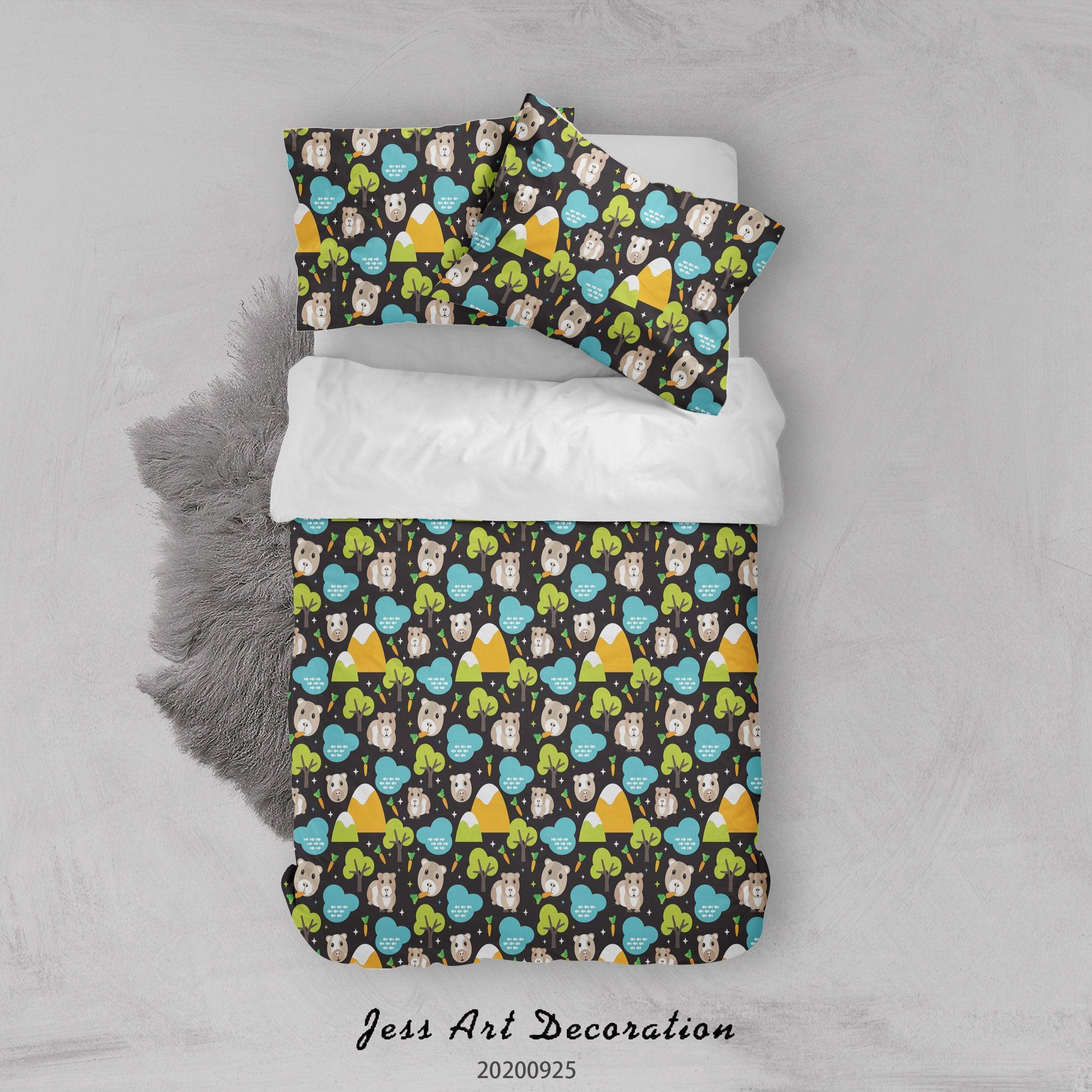 3D Cartoon Animal Bear Head Tree Pattern Quilt Cover Set Bedding Set Duvet Cover Pillowcases WJ 6484- Jess Art Decoration