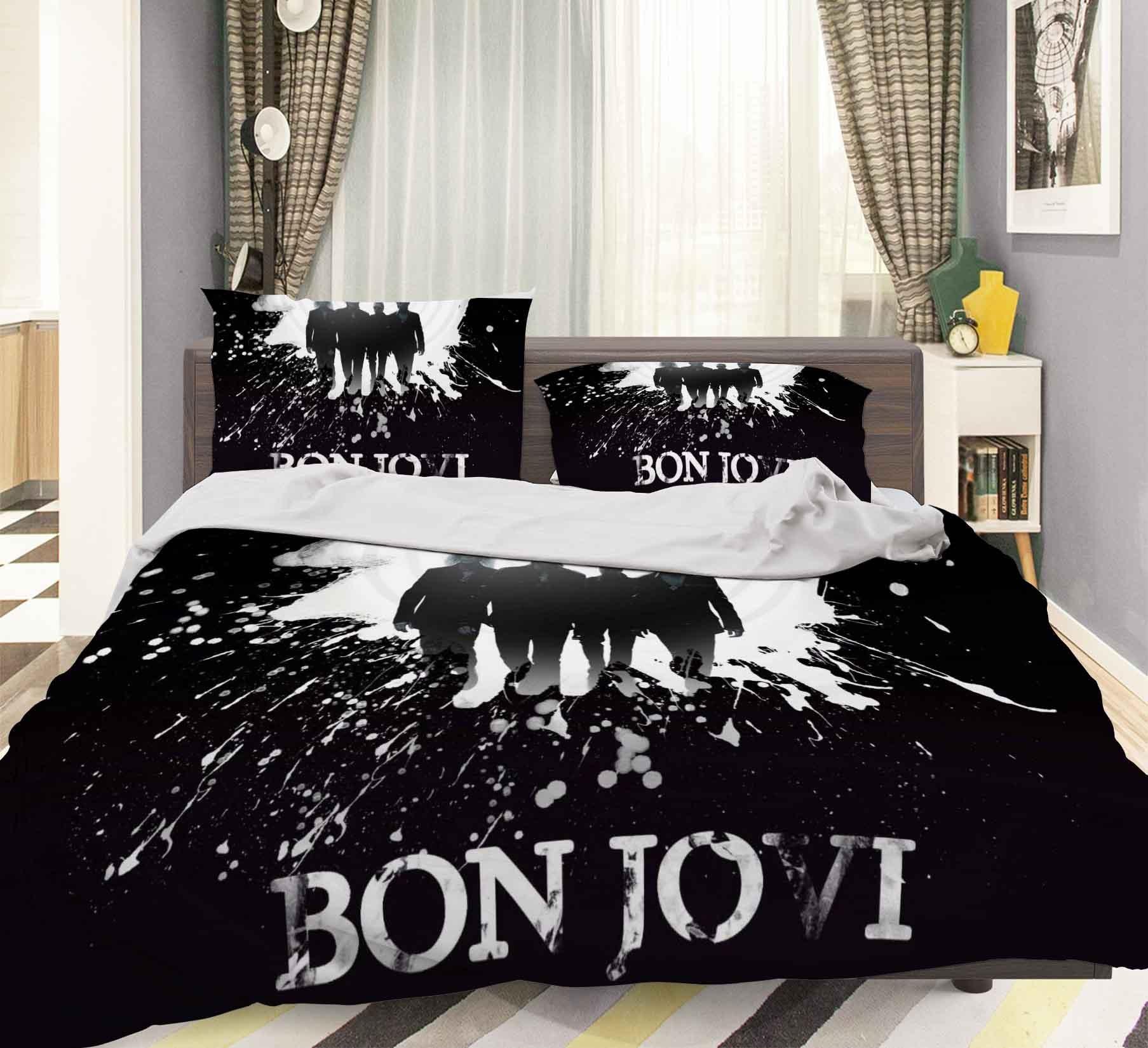 3D Bon Jovi Quilt Cover Set Bedding Set Pillowcases 20- Jess Art Decoration