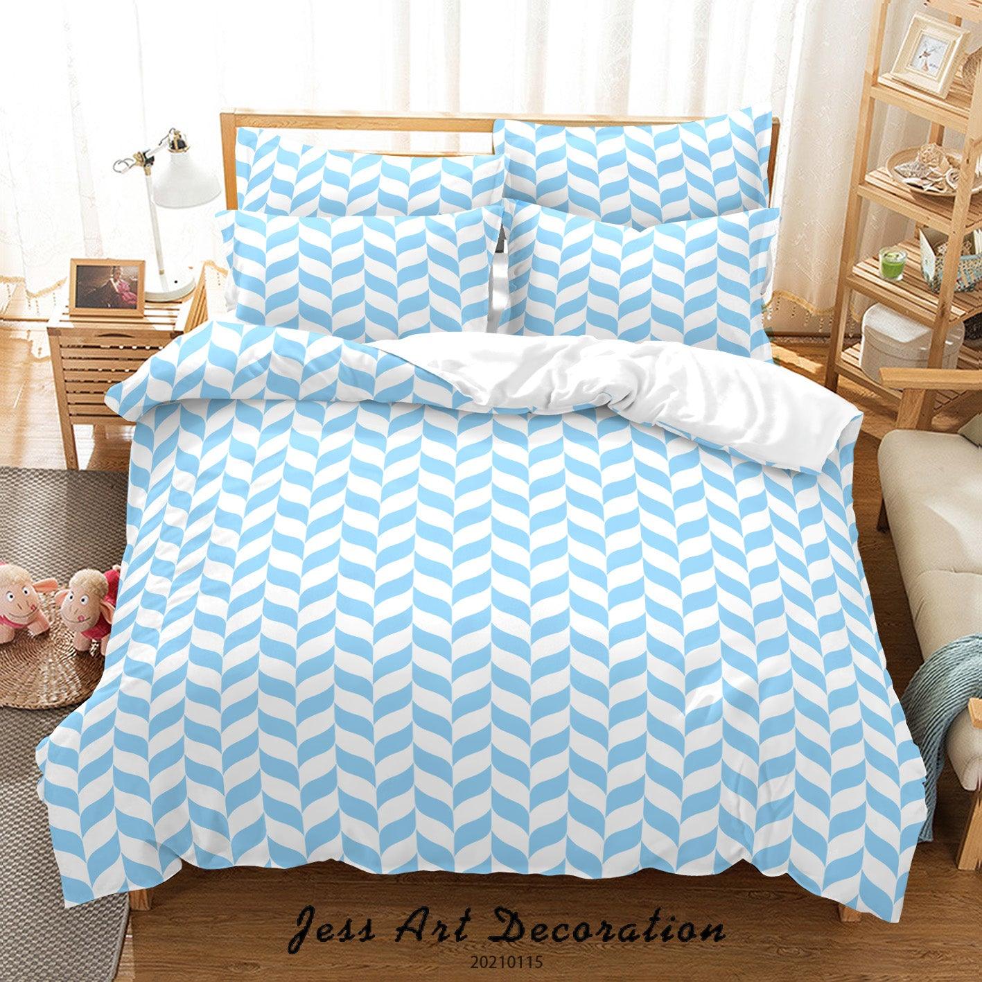 3D Abstract Blue Geometric Pattern Quilt Cover Set Bedding Set Duvet Cover Pillowcases 89- Jess Art Decoration