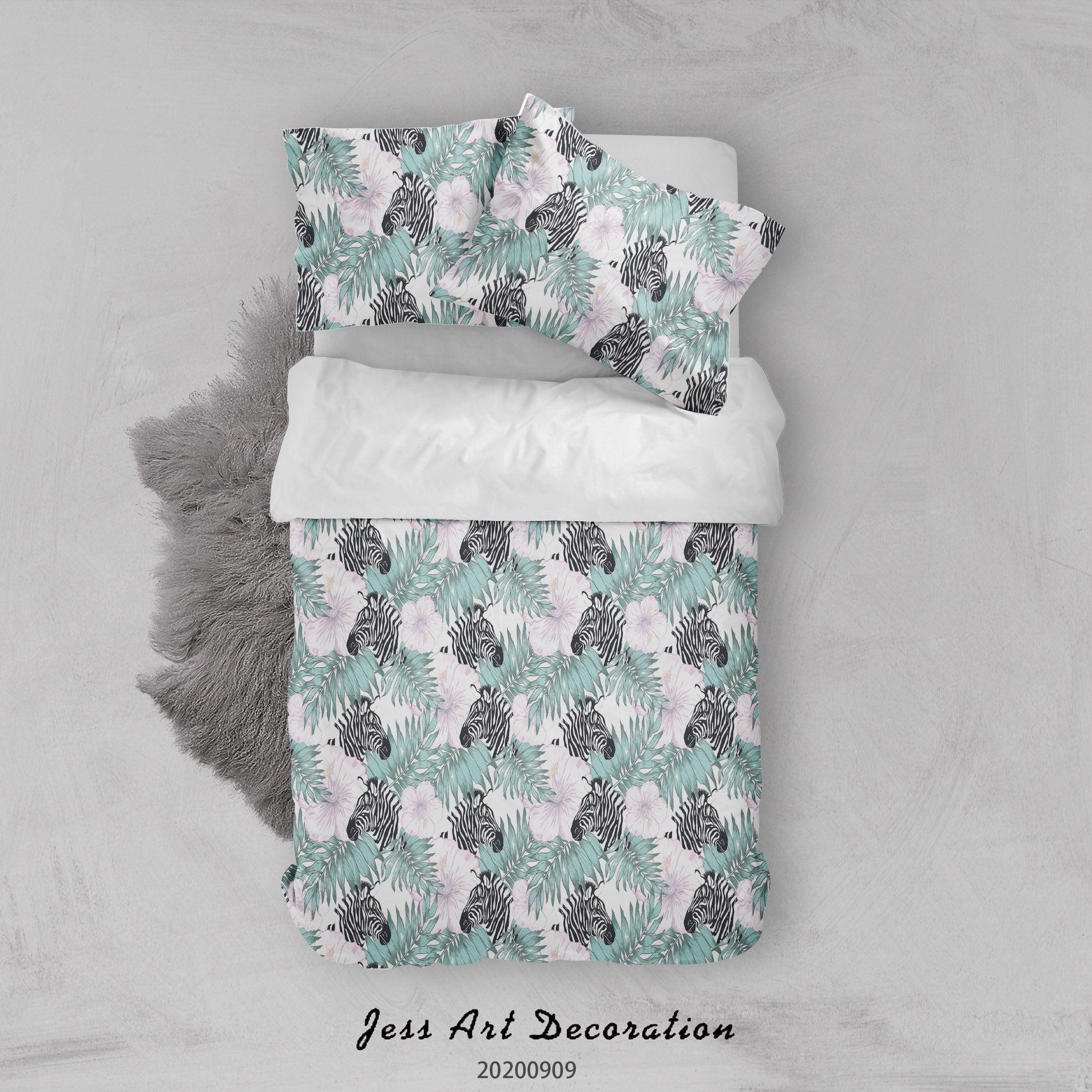 3D Zebra Leaves Pattern Quilt Cover Set Bedding Set Duvet Cover Pillowcases WJ 6041- Jess Art Decoration