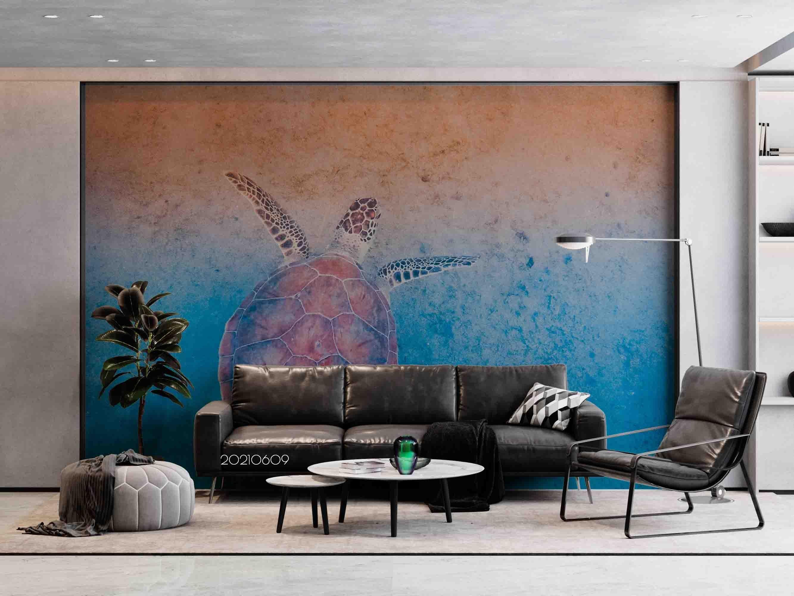 3D Hand-painted Fantasy Ocean Beach Turtle Wall Mural Wallpaper SWW1645- Jess Art Decoration