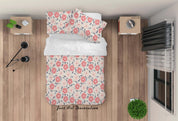 3D Hand Drawn Pink Floral Leaves Plant Pattern Quilt Cover Set Bedding Set Duvet Cover Pillowcases LXL- Jess Art Decoration