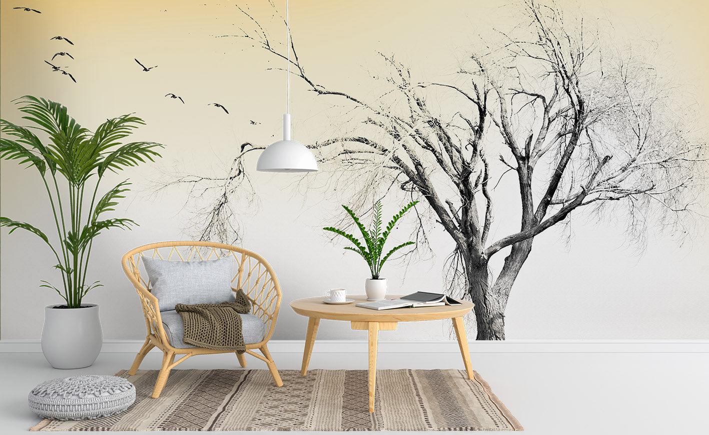 3D Winter Tree Birds Wall Mural Wallpaper 44- Jess Art Decoration