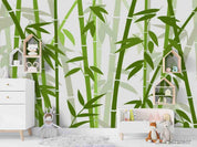 3D  Hand-painted Bamboo Green Wall Mural Wallpaper SWW1125- Jess Art Decoration