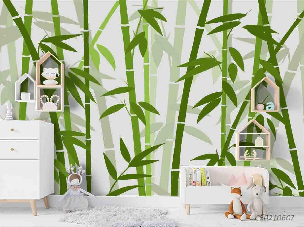 3D  Hand-painted Bamboo Green Wall Mural Wallpaper SWW1125- Jess Art Decoration