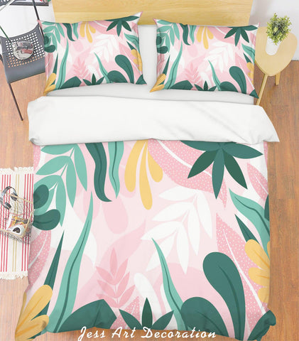3D Watercolor Leaves Quilt Cover Set Bedding Set Pillowcases 40- Jess Art Decoration