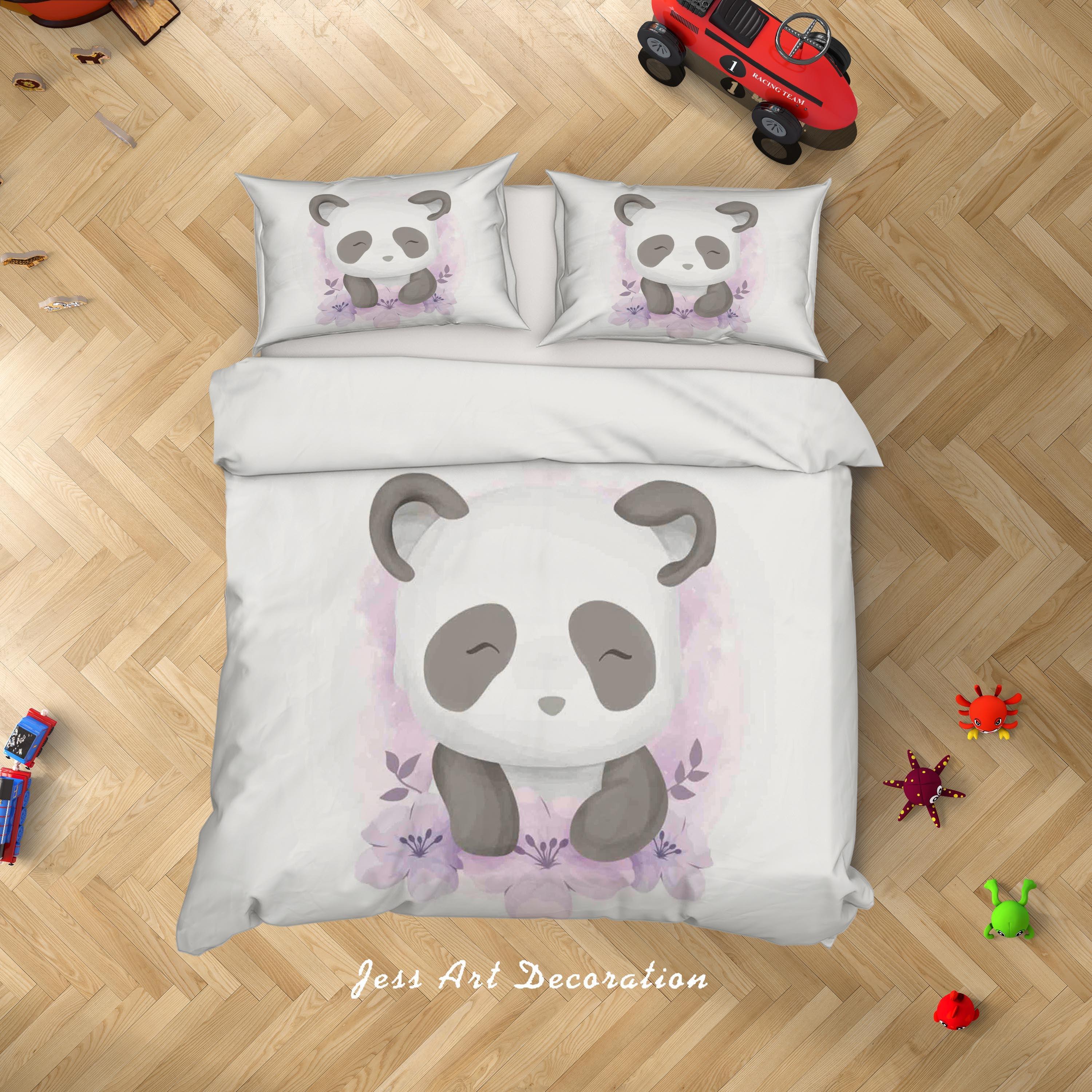 3D White Panda Quilt Cover Set Bedding Set Duvet Cover Pillowcases SF12- Jess Art Decoration