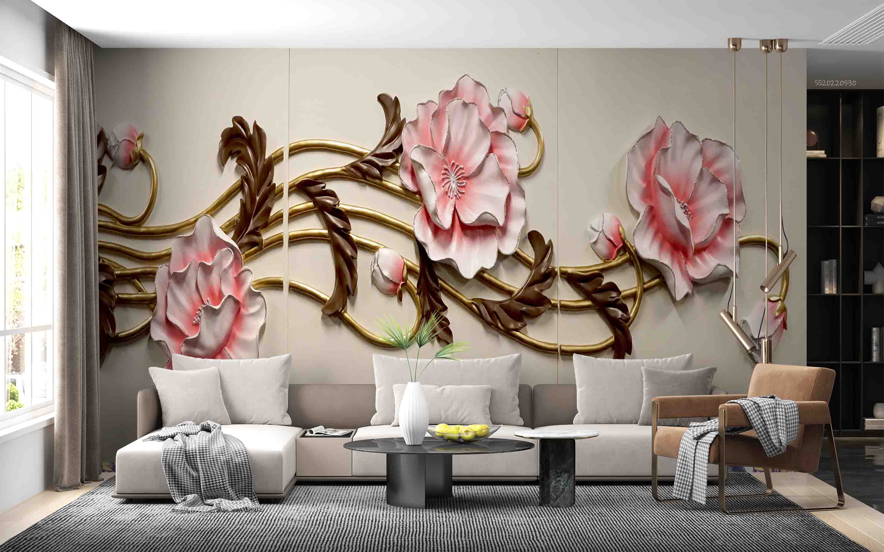 3D Embossed Peonies Floral Luxury Wall Mural Wallpaper GD 78- Jess Art Decoration
