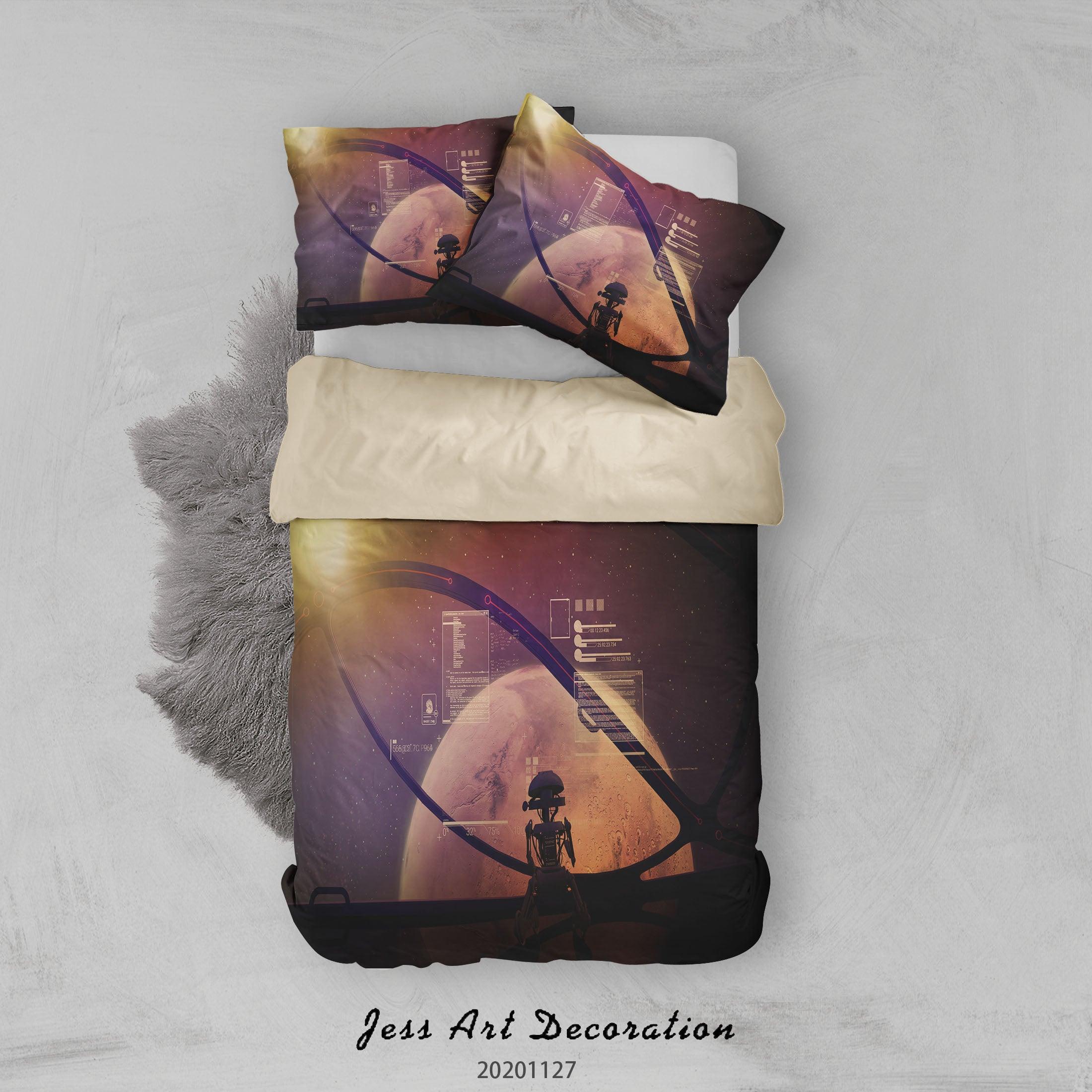 3D Abstract Dark Space Planet Robot Quilt Cover Set Bedding Set Duvet Cover Pillowcases LXL- Jess Art Decoration