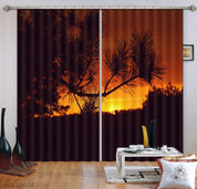 3D Pine Branch Sunset Red Sky Curtains and Drapes GD 681- Jess Art Decoration