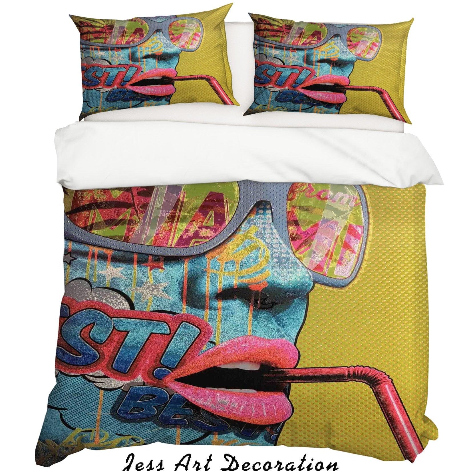 3D Abstract Live Girl Quilt Cover Set Bedding Set Duvet Cover Pillowcases LXL- Jess Art Decoration