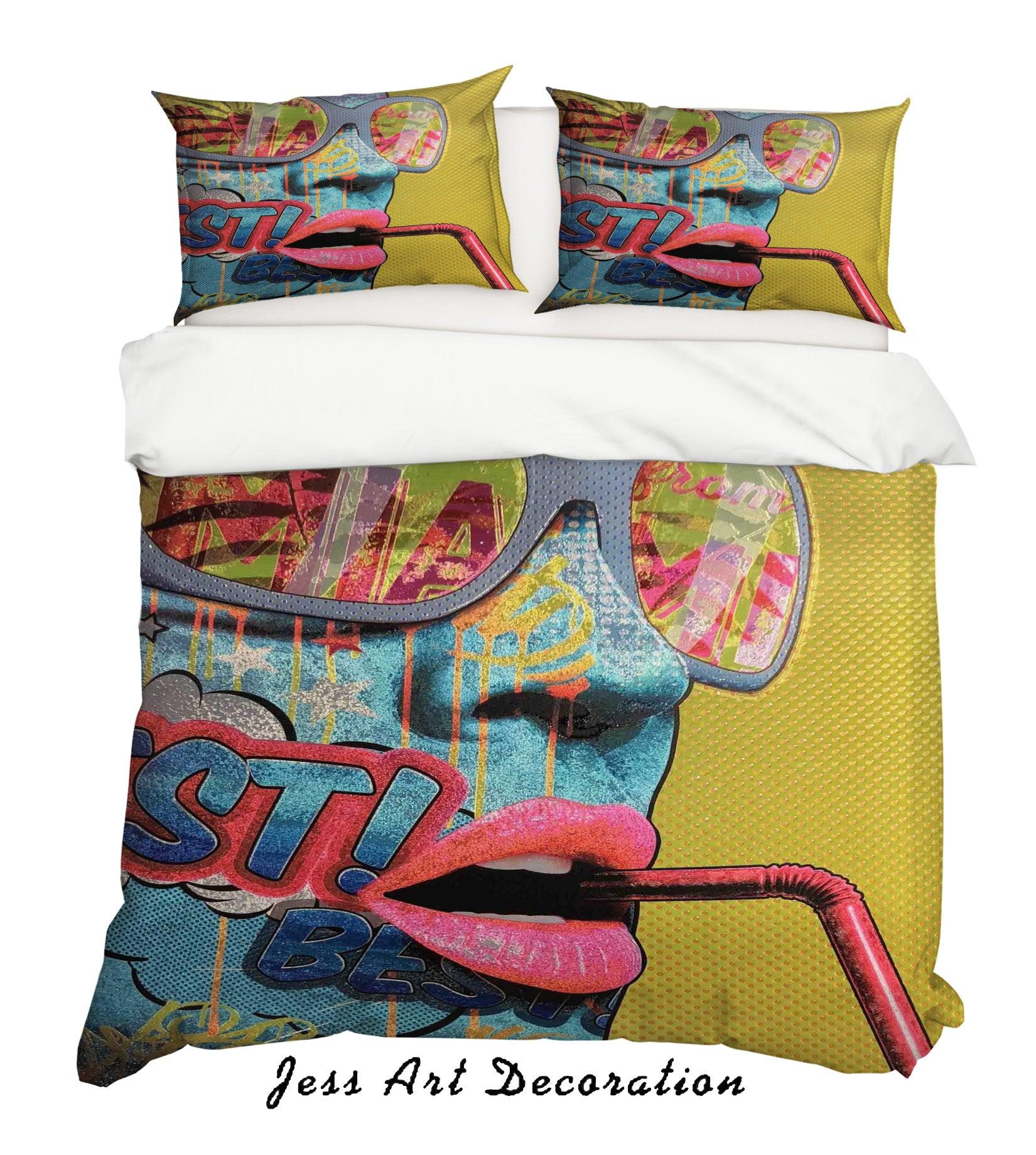 3D Abstract Live Girl Quilt Cover Set Bedding Set Duvet Cover Pillowcases LXL- Jess Art Decoration