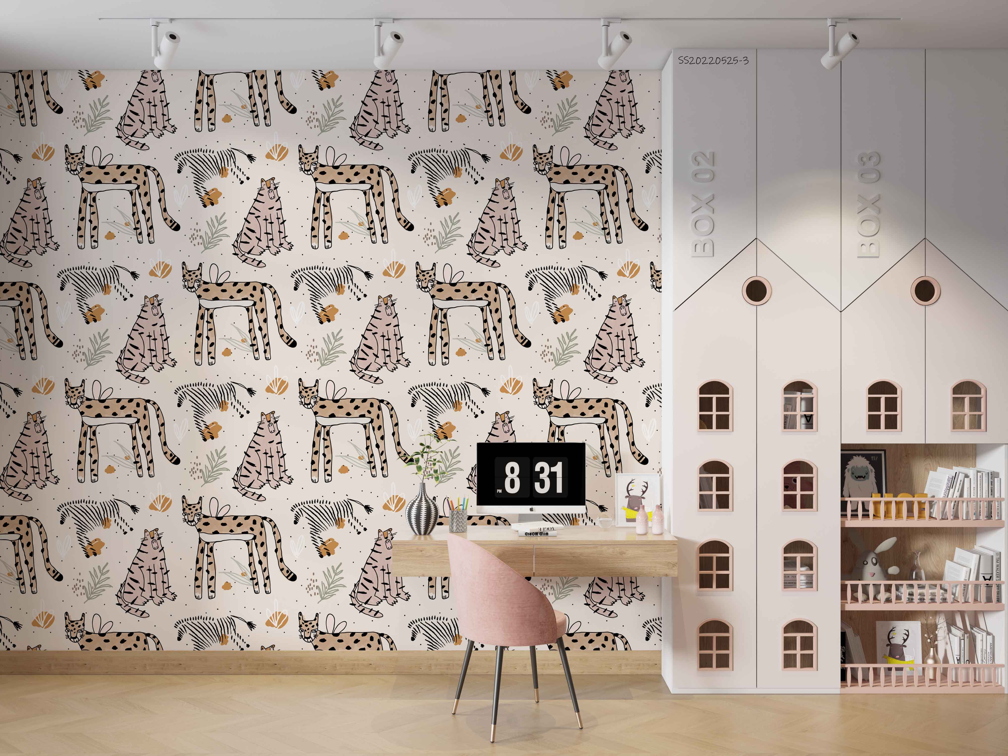 3D Abstract Tropical Animal Leopard Zebra Wall Mural Wallpaper GD 242- Jess Art Decoration