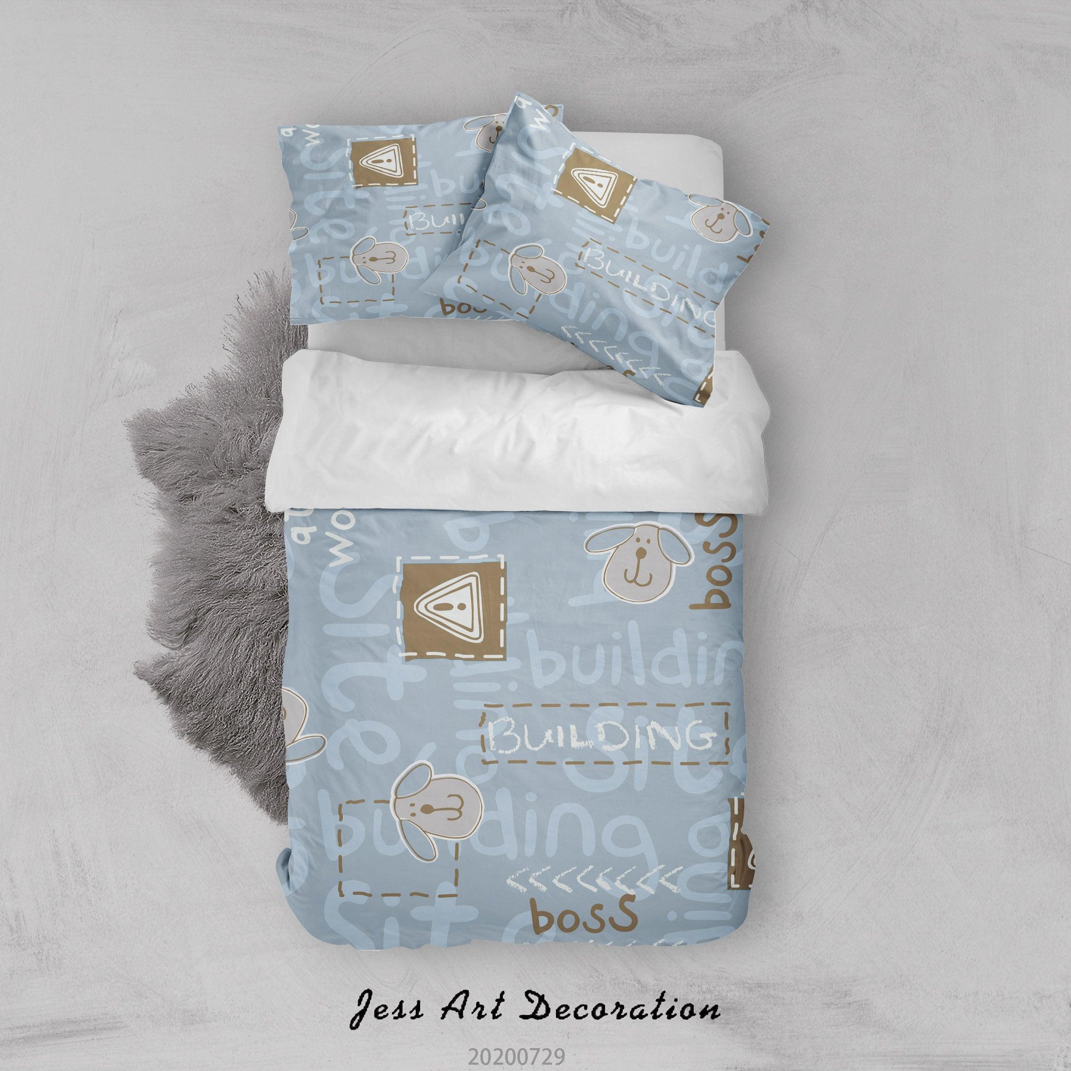 3D Blue Building Dog Quilt Cover Set Bedding Set Duvet Cover Pillowcases LXL 100- Jess Art Decoration