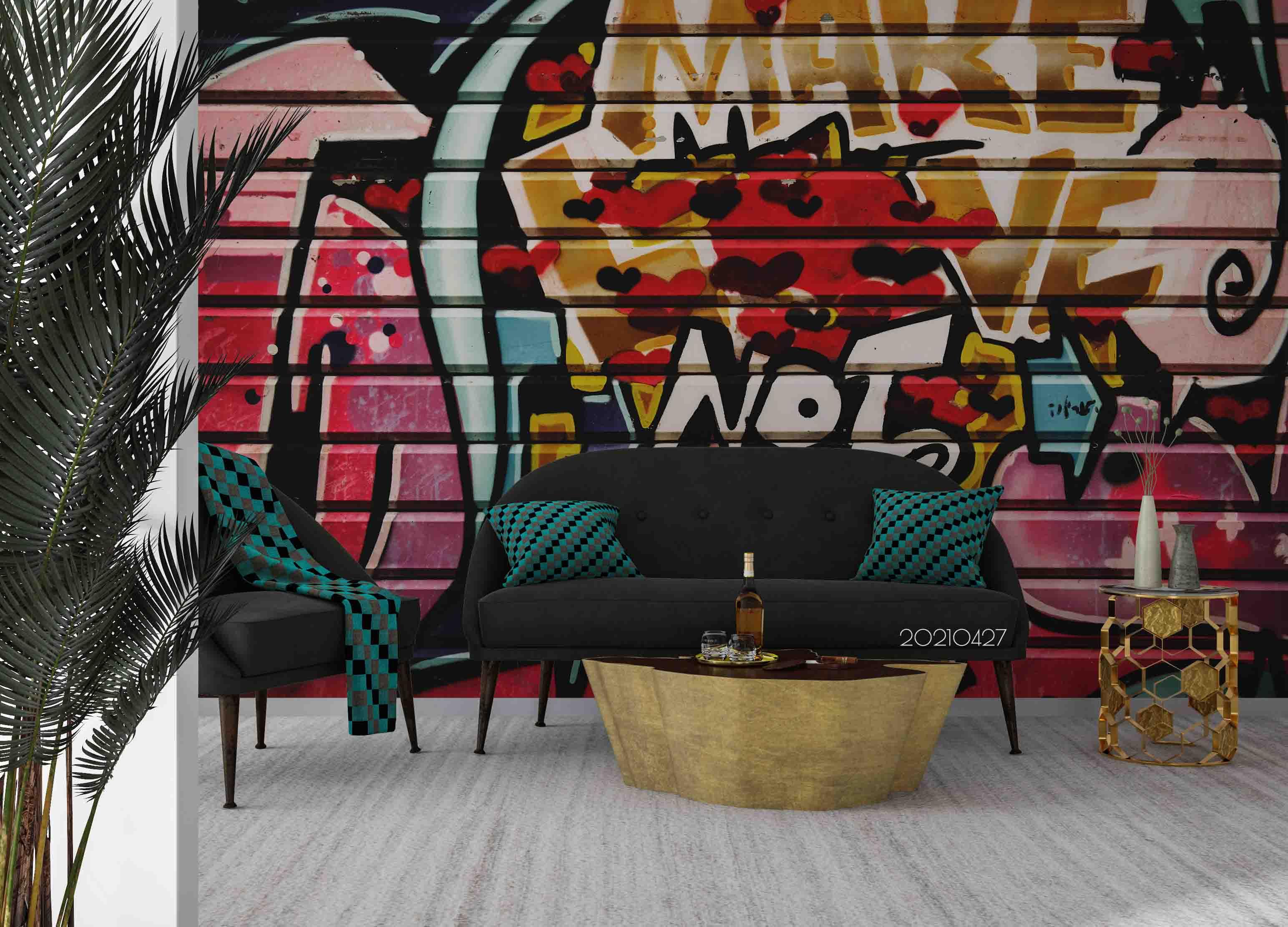 3D Abstract Colored Street Graffiti Wall Mural Wallpaper LQH 111- Jess Art Decoration