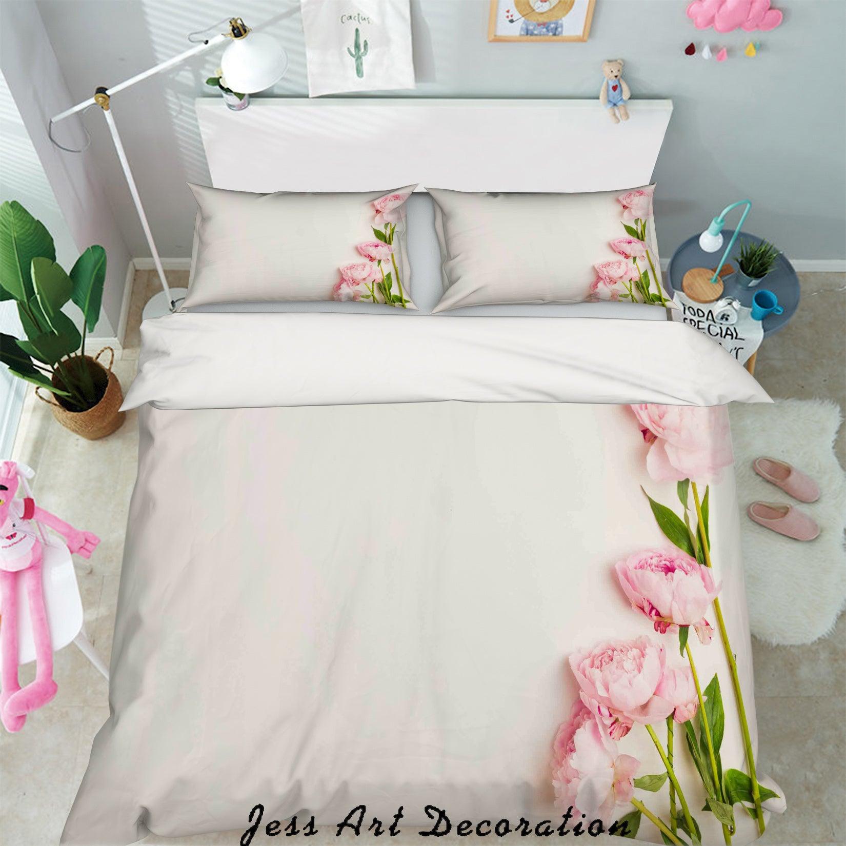 3D Pink Floral Quilt Cover Set Bedding Set Pillowcases 90- Jess Art Decoration