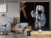 3D Black Space Astronaut Satellite Curtains and Drapes GD 4744- Jess Art Decoration