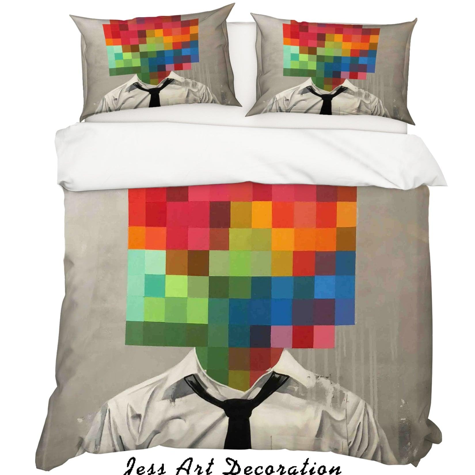 3D Abstract Colorful Figure Suit Man Quilt Cover Set Bedding Set Duvet Cover Pillowcases LXL- Jess Art Decoration