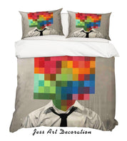 3D Abstract Colorful Figure Suit Man Quilt Cover Set Bedding Set Duvet Cover Pillowcases LXL- Jess Art Decoration