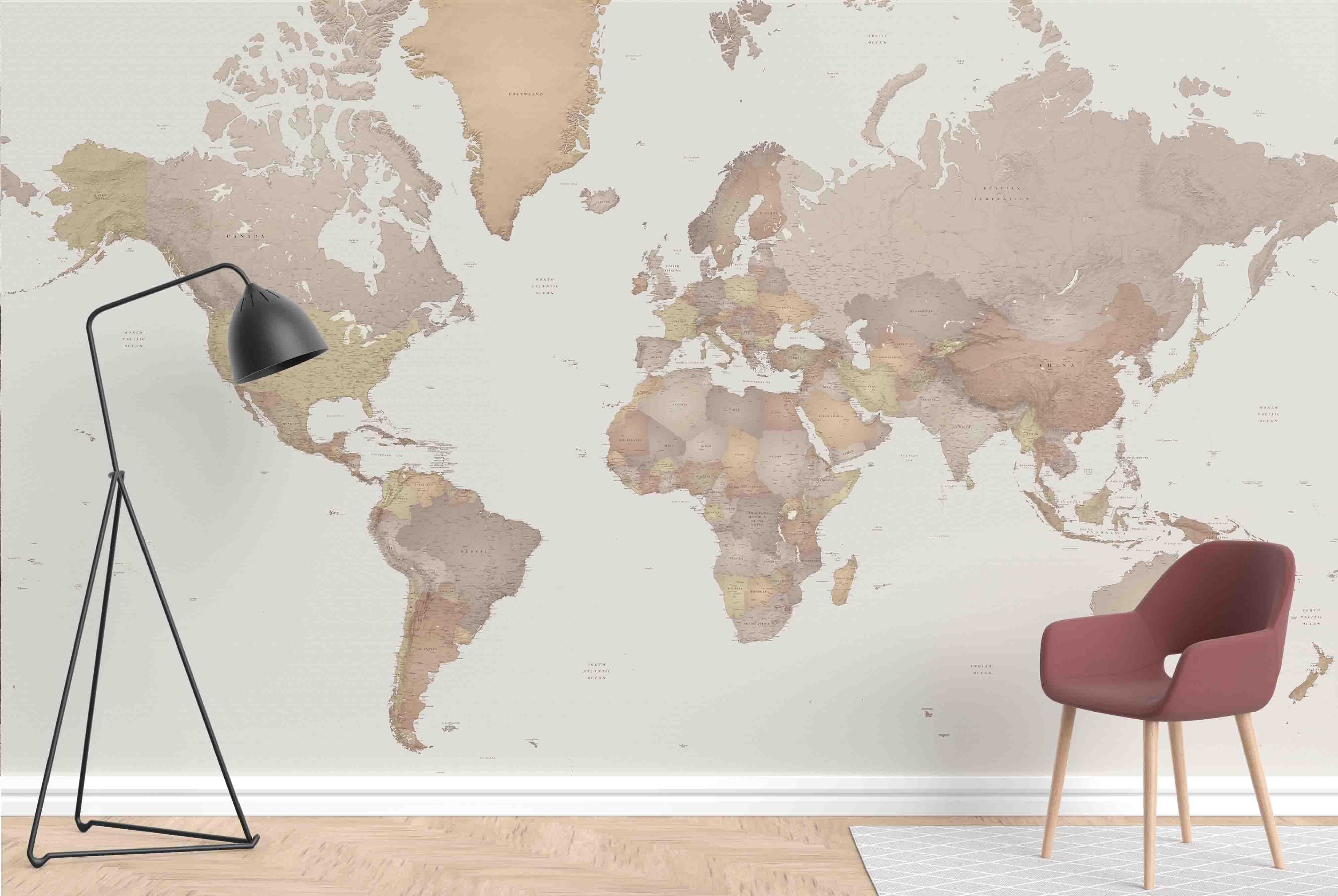 3D World Map Wall Mural Wallpaper LQH 537- Jess Art Decoration