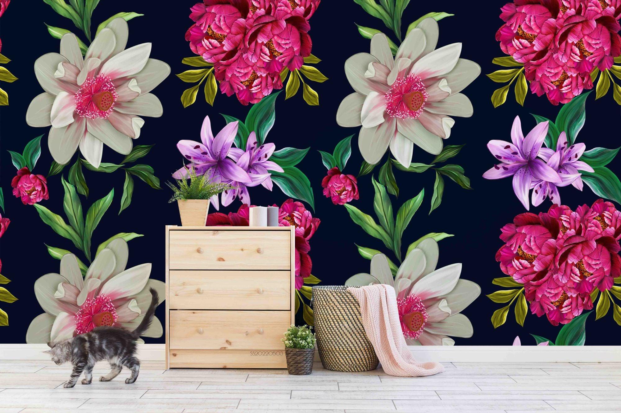 3D Vintage Floral Seamless Wall Mural Wallpaper SWW 13- Jess Art Decoration